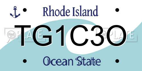 TG1C3O Rhode Island License Plate