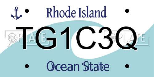 TG1C3Q Rhode Island License Plate