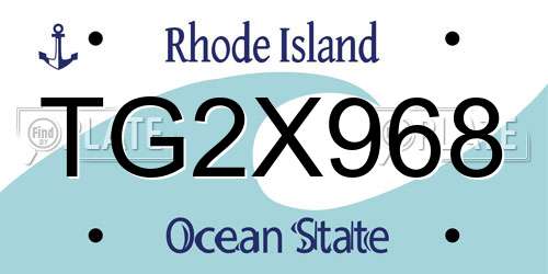 TG2X968 Rhode Island License Plate