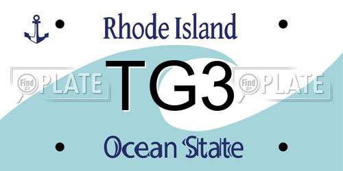 TG3 Rhode Island License Plate