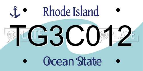 TG3C012 Rhode Island License Plate