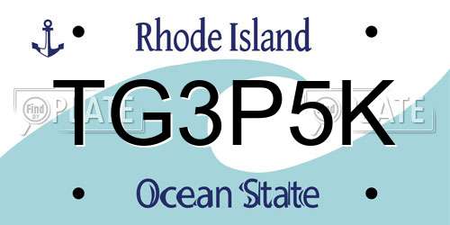 TG3P5K Rhode Island License Plate