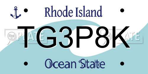 TG3P8K Rhode Island License Plate