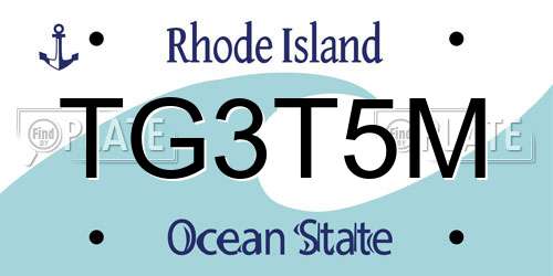 TG3T5M Rhode Island License Plate