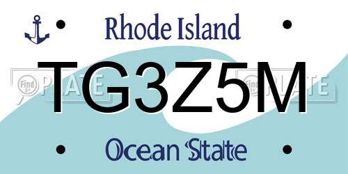 TG3Z5M Rhode Island License Plate