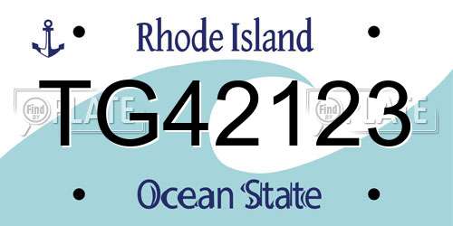TG42123 Rhode Island License Plate