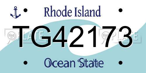 TG42173 Rhode Island License Plate