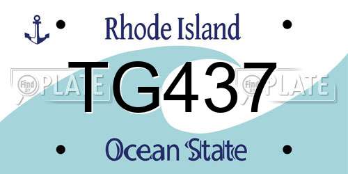 TG437 Rhode Island License Plate