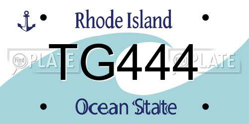 TG444 Rhode Island License Plate