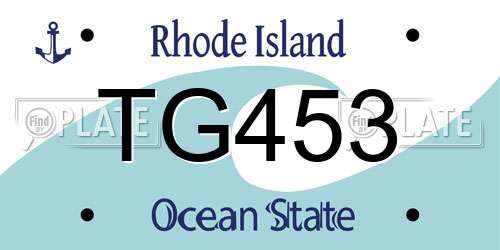 TG453 Rhode Island License Plate