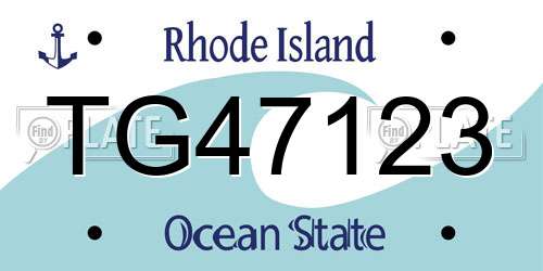 TG47123 Rhode Island License Plate