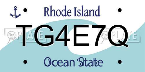 TG4E7Q Rhode Island License Plate