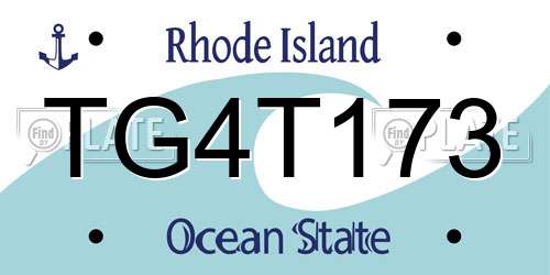 TG4T173 Rhode Island License Plate