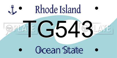 TG543 Rhode Island License Plate