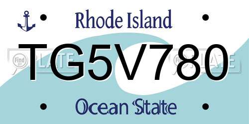 TG5V780 Rhode Island License Plate