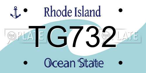 TG732 Rhode Island License Plate