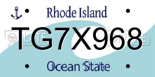 TG7X968 Rhode Island License Plate