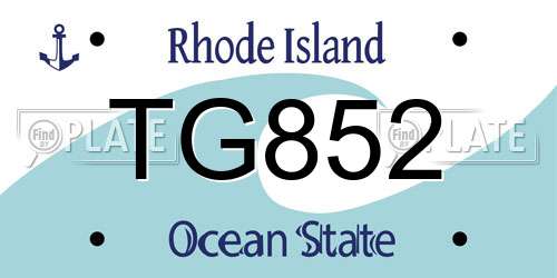 TG852 Rhode Island License Plate
