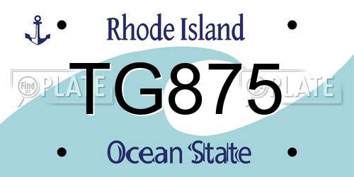 TG875 Rhode Island License Plate
