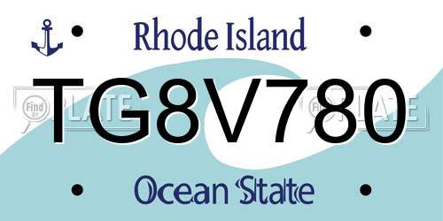 TG8V780 Rhode Island License Plate