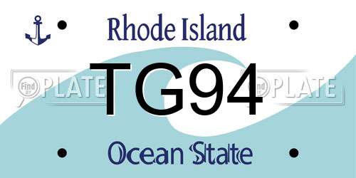 TG94 Rhode Island License Plate