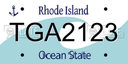 TGA2123 Rhode Island License Plate