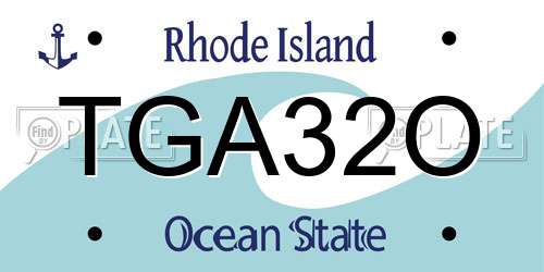 TGA32O Rhode Island License Plate