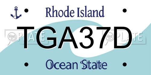 TGA37D Rhode Island License Plate