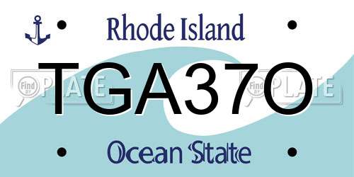 TGA37O Rhode Island License Plate