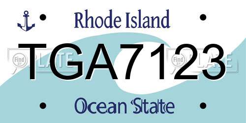 TGA7123 Rhode Island License Plate