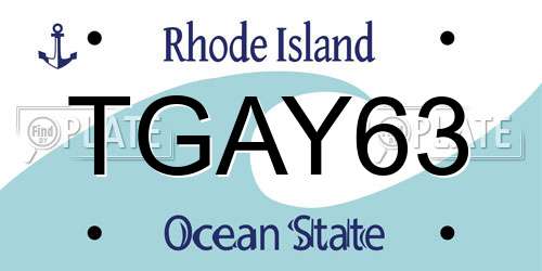 TGAY63 Rhode Island License Plate