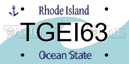 TGEI63 Rhode Island License Plate