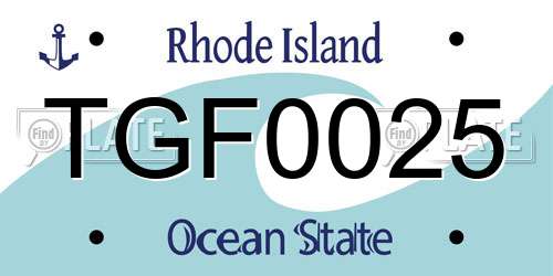 TGF0025 Rhode Island License Plate