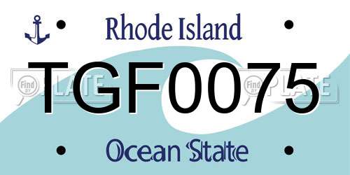 TGF0075 Rhode Island License Plate