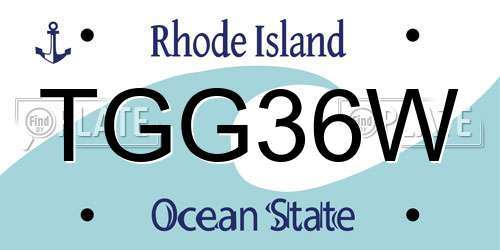 TGG36W Rhode Island License Plate
