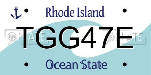 TGG47E Rhode Island License Plate