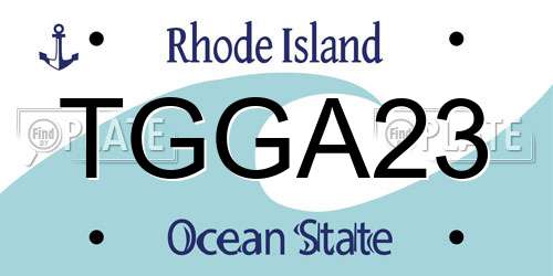 TGGA23 Rhode Island License Plate