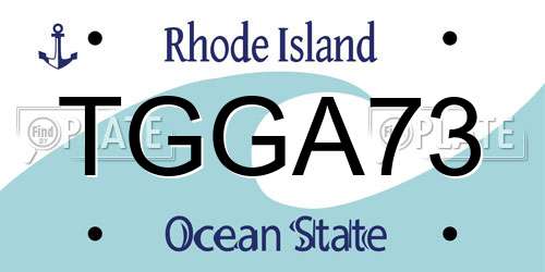 TGGA73 Rhode Island License Plate