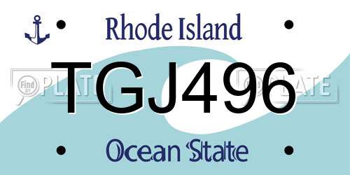 TGJ496 Rhode Island License Plate