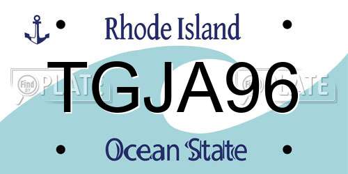 TGJA96 Rhode Island License Plate