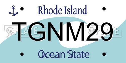 TGNM29 Rhode Island License Plate