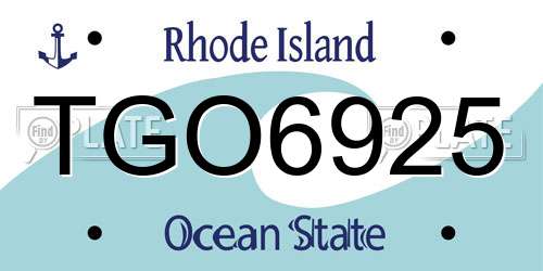 TGO6925 Rhode Island License Plate