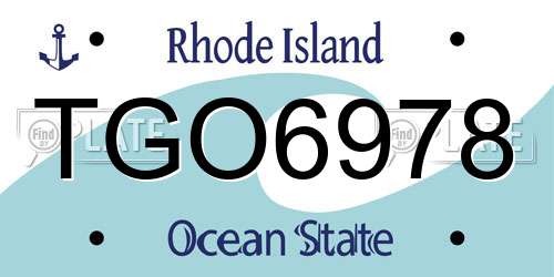 TGO6978 Rhode Island License Plate