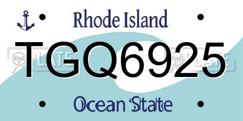 TGQ6925 Rhode Island License Plate