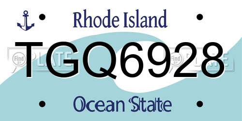 TGQ6928 Rhode Island License Plate