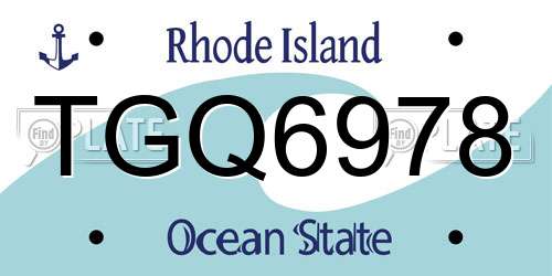 TGQ6978 Rhode Island License Plate