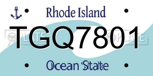 TGQ7801 Rhode Island License Plate