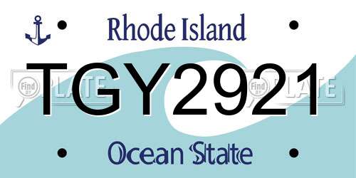 TGY2921 Rhode Island License Plate