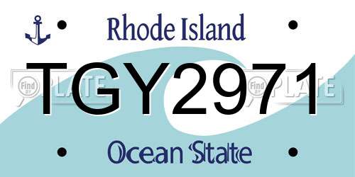 TGY2971 Rhode Island License Plate