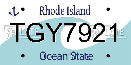 TGY7921 Rhode Island License Plate